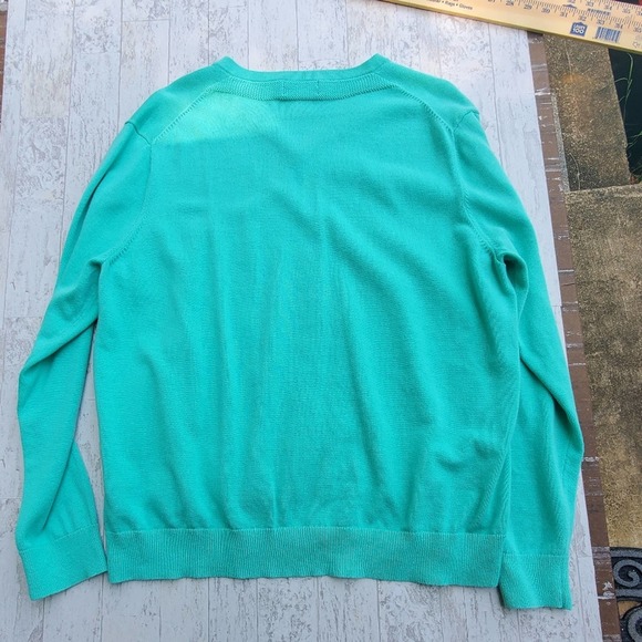 Lands' End Supima Cotton V-neck Sweater Green sz XL Pull over - Picture 4 of 8